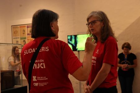 Luciana Basso working at the Museum Night